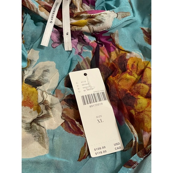 Anthropologie Tie-Neck Sheer Ruffled Blouse NWT SZ XL - Picture 7 of 10